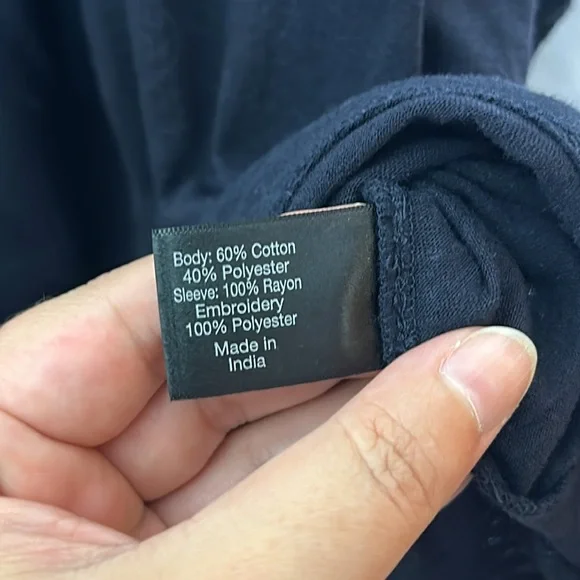 Like New Blouson Sleeve Henley Embroidered Top “Night Sky” - Picture 7 of 8